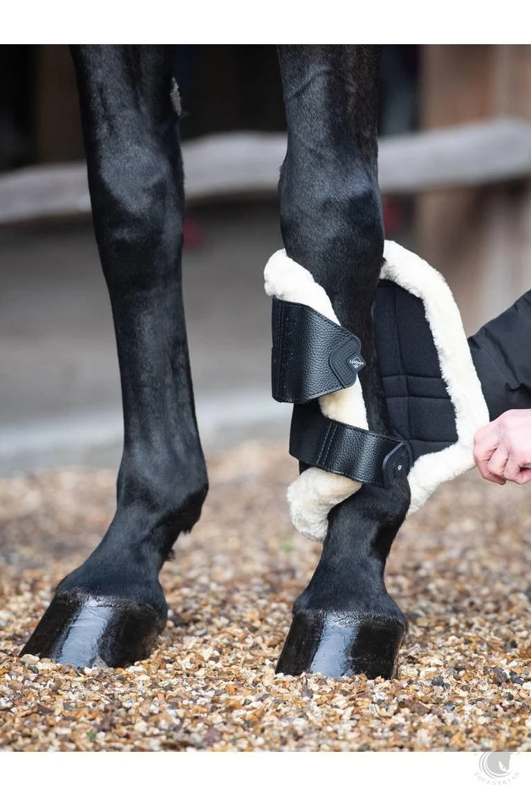 LeMieux Fleece Edged Mesh Brushing Boots Black/Natural 4 LeMieux Fleece Edged Mesh Brushing Boots Black/Natural - Image 2