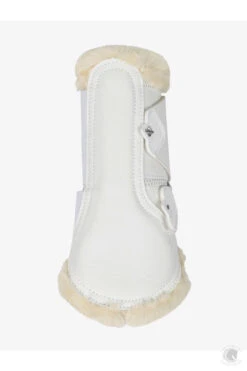 LeMieux Fleece Edged Mesh Brushing Boots White -Lemieux lm fleeceedgeboots whitenatural1 hr 1